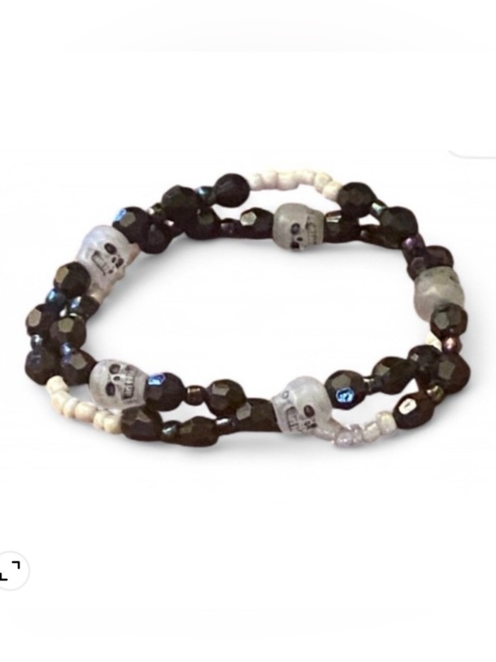 Handmade Glow Skull Beaded Wrap Bracelet Purse Charm Goth Bag Bling 2-in-1